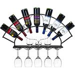 Sorbus Wine Bottle Stemware Glass Rack Wall Mounted - Bordeaux Chateau Style - Holds 7 Bottles of Your Favorite Wine - Elegant Storage for Kitchen, Dining Room, Bar, or Wine Cellar (Black)