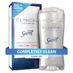 Secret Clinical Strength Deodorant and Antiperspirant for Women, Clear Gel, Completely Clean, 2.6 Oz.