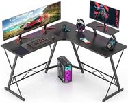 DESINO L Shaped Desk Computer Corner Desk, L Shaped Home Office Desk, Large Gaming Desk Sturdy Writing Desk Writing Workstation, Simple Modern Gaming Desk (Black, 51inch)