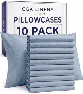 King Pillow Cases Set of 10 - Ultra Soft Hotel Quality Pillowcase Covers - Comfy & Wrinkle Free - Shrink, Stain and Fade Resistant - Machine Washable Pillow Protectors - 10 Piece Set - Heathered Blue