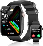 Smart Watch for Men Women (Answer/Make Call /1.96" Screen) Fitness Tracker Heart Rate Blood Oxygen Monitor Blood Pressure IP68 Waterproof Activity Tracker Smartwatch for iOS Android (Gray) (Black)