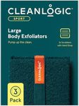 Cleanlogic Sport Exfoliating Body Scrubber, Large Exfoliator Tool for Athletes, Daily Skincare Routine for Smooth Clean Skin, 3 Count Value Pack