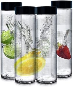 castanea Water Bottle 750 ml with Air Tight Black Matte Lid, Glass Bottle for Water, Smoothie, Juicer and Beverage (2) - Pack of 2