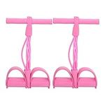 Pedal Resistance Band, 4 Tube Elastic Pull Rope Sit Up Training Pedal Resistance Band Yoga Stretching Fitness Equipment(Pink)