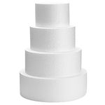 Juvale 4-Piece Round Foam Cake Dummy for Decorating and Wedding Display, 6, 8, 10, 12 Inches Diameter, Total 16 Inches Tall