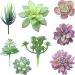 HASTHIP® 8Pcs Artificial Succulent Plants, Faux Succulent in Flocked, Fake Textured Succulent for Indoor Outdoor Floral Arrangement Home Decor and DIY Landscape Decorations