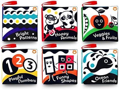 BabyBibi Cloth Books (Set of 6). High Contrast Soft Books. Black and White Images Encourage Infant Development – Suitable for Babies and Toddlers from 0+ Months – ASTM Certified