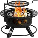 BALI OUTDOORS Wood Burning Fire Pit with Quick Removable Cooking Grill, Black, 32in