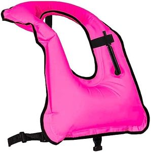 Inflatable Snorkel Vest Adults Swim Vest Portable Snorkeling Jackets for Diving Swimming Kayaking Surfing Safety Load Up to 220 Ibs (Pink)