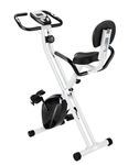 Dolphy Folding Stationary Exercise X Bike with 8-levels Magnetic Resistance, Indoor Upright Foldable Cycling Bike with Back and Arm Rests and LCD Monitor for Home Workout