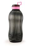 oliveware Jumbo 2 Litre Water Bottle | for Home, Office & Gym | Sturdy with Holder | 100% Leak Proof | BPA Free Premium Plastic Bottle- Pack of 1(Black_Pink)