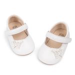 Meckior Infant Baby Girls Soft Sole Bowknot Princess Wedding Dress Mary Jane Flats Prewalker Newborn Light Baby Sneaker Shoes