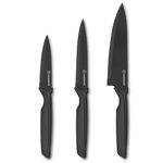 AMUSHOME Kitchen Knife Set of 3 | Stainless Steel Blade Kitchen Knife with Ergonomic Handle Include Paring, Utility and Chef Knife with Non Stick Coating and Dishwasher Safe