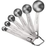 Rena Chris Measuring Spoons, Premium Heavy Duty 18/8 Stainless Steel Measuring Spoons Sets, Small Tablespoon with Metric and UK Measurements, Set of 6 for Present Measuring Dry and Liquid Ingredients