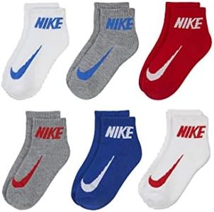 Nike Boy`s Cushioned Quarter Socks 6 Pack (Grey(BN0508-U89)/W_G, 5-7(Kids 10C-3Y))