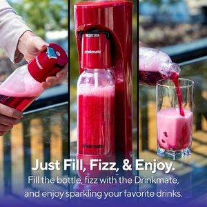 Drinkmate OmniFizz Sparkling Beverage Maker – Matte Black, 1L Bottle & CO2