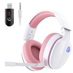 Gtheos Wireless Gaming Headphones for PS5, PS4, PC, Mac, Nintendo Switch, Bluetooth 5.2 Gaming Headset with Detachable Noise Canceling Mic, Stereo Sound, 3.5mm Wired Mode for Xbox Series(Pink)