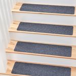 MBIGM 8" X 30" (15 in Pack) Non-Slip Carpet Stair Treads - Non Slip Stair Treads Indoor Slip Resistant Indoor Runner for Kids Elders & Pets with Reusable Adhesive - Grey Non-Skid Adhesive Stair Treads