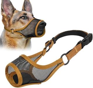 LUCKYPAW Dog Muzzle, Mesh Dog Muzzle for Large Medium Small Dogs, Soft Muzzles for Biting Chewing Fierce Barking, Breathable Muzzle with Adjustable Strap for Training (Brown, L(Snout:9.75"-11"))