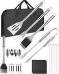 HOMGEN Portable Barbecue Tool Sets 24Pcs Stainless Steel Grill Tool Kit Multifunction BBQ Grill Utensils Set With |Dishwasher Safe|Storage Bag|Heat Resistant Handle| Perfect for Party Camping etc