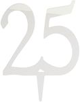 Darice VL325NUM Mirror Acrylic Number 25-Cake Topper with Stake, Silver, 4-Inch