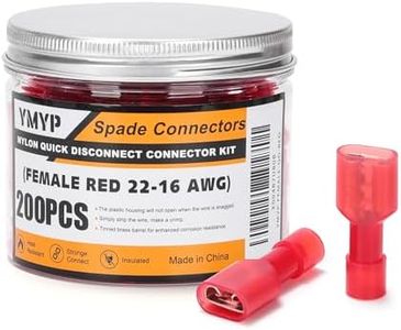 200PCS Nylon Female Spade Connector Kit - Red 22-16 AWG - Quick Disconnect Electrical Wire Connectors - Tinned Copper Insulated Terminals for Automotive Electronics Crimp