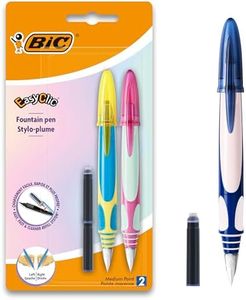 BIC EasyClic Stylos-Plume Rechargeables - Décor sans choix possible Blister de 2 + 2 Petites Cartouches d'Encre Bleue