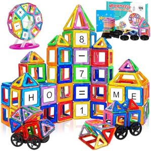 AQXONG 126 Pcs Ensemble de Blocs de Construction Magnétiques, Jouets de Construction magnétiques, Jouets Éducatifs, Cadeau Parfait pour Les Garçons et Les Filles âgés de 3 à 8 Ans
