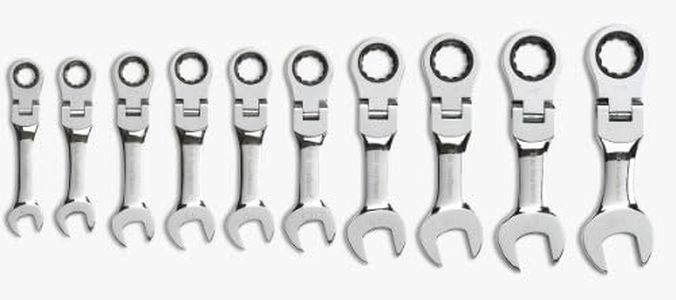 GEARWRENCH 10 Pc. 12 Pt. Stubby Flex Head Ratcheting Combination Wrench Set, Metric - 9550