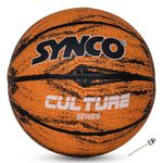 Synco Culture Basketball Size-5 | Moulded Technology | 8 Panel | for Indoor & Outdoor Games & Training | Ideal for Boys/Girls Age 9-11 Years (Orange Black)