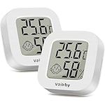 2Pack Room Thermometer Vaikby, Indoor Thermometer Hygrometer, Mini Digital Temperature Humidity Meter Gauge Monitor, Large LCD Display Celsius for House, Greenhouse, Baby, Office, Home, Garden, Cellar