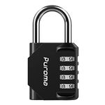 Puroma 1 Pack Combination Lock 4 Digit Locker Lock Outdoor Waterproof Padlock for School Gym Locker, Sports Locker, Fence, Toolbox, Gate, Case, Hasp Storage (Black)