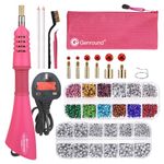 Genround Hotfix Applicator Tools, Iron-on Hotfix Rhinestone Wand Tool Set with 2 x Flat Back Gems Round Crystal Rhinestones Bedazzler Kits Jewel Hot Fix Applicator, Professional Designed