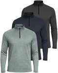 Real Essentials Mens Big and Tall King Size Quarter 1/4 Zip Pullover Long Sleeve Athletic Dry Fit Shirt Gym Running Golf Half Zip Top Workout Sweatshirts Sweater Jacket, Set 5, 3X Tall, Pack of 3