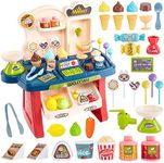 Little Hands Plastic Luxury Mini Supermarket Shop Candy Sweet Shopping Cart, Ice Cream Set Toy for Kids 34 Piece- Multi Color