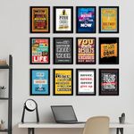 PAPER PLANE DESIGN Motivational Quotes Framed Posters - Inspirational Frames Abstract Wall Art Paintings For Home, Living Room Office Wall Décor. (Set of 12)