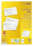 SIGEL LP790, 85x55 mm (A4), Business Cards, 3C, smooth cut all around, 190 gsm, printable, bright White, 100 Piecesequal to10 sheets