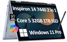 Dell Inspiron 14 7440 2-in-1 Laptop (14" FHD+ Touchscreen, Intel Core 5 120U (> i7-1355U), 32GB DDR5, 1TB SSD, IST Stylus), for Creator, Designer, 10-Hr Long Battery Life, Win 11 Pro w/AI Copilot