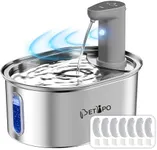 Wireless Cat Water Fountain, 3.2l/108oz Stainless Steel Pet Fountain with Motion Sensor, Ultra-Quiet Battery Operated Cat Fountain with 3 Working Modes, Suitable for Many Pets, (6 Filters + 6Sponge)