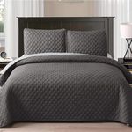 BSB HOME® 100% Cotton Ultrasonic 280 Tc Solid King Size Quilted Bed Cover/Bedsheet with 2 Pillow Case, (Luxurious, Dark Grey, 90X100 Inches, 254X228 cm)