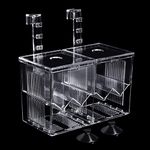 WEAVERBIRD Fish Breeder Box, Clear Acrylic Aquarium Isolation Hatchery Feeding Boxes, Perfect Isolator for Aggressive Fish Injured Fish Small Fish Shrimp Clownfish with 2pcs Sucker and Hook