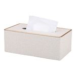 KINGFOM Tissue Box Cover PU Leather Rectangle Tissue Box Holder for Home or Office (Pearl White)