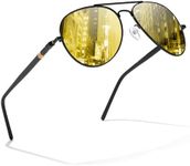 TJUTR Night-Vision Driving Glasses for Men Women, Polarized Yellow Lens Anti-Glare Glasses for Night Time TN209