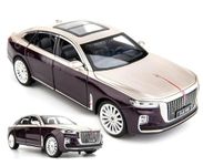 Magicwand 1:24 Scale Die-Cast HONGQI-H9【Large】 with 6 Openable Doors,Pull Back Action,Lights,Music STEERABLE Tyres & Working Horn【Random Color】【Pack of 1】