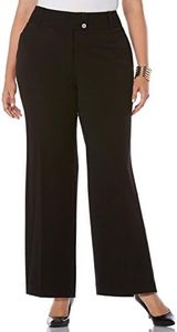 Rafaella Women's Plus Size Curvy Fit Gabardine Bootcut Dress Pants 16-22, Black, 20 Plus