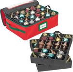 Premium Christmas Ornament Storage Container - Holds up to 48-3" Ornaments - Heavy-Duty 600D Durable Storage Box with Two Removable Divider Trays to Protect and Secure Your Favorite Seasonal Décor