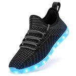 LED Light Up Shoes for Women Men, Unisex LED Shoes USB Charging Adult Halloween Flashing Sneakers Dancing Mesh Upper Glowing Luminous Trainers(Black,15)