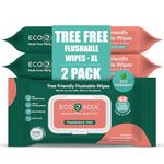 ECO SOUL [Pack of 2, 48 Count] Flushable Extra-Large Adult Wipes-Unscented | Eco-Friendly Compostable| 99% Purified Water, Hypoallergenic,Soft Wipes, BPA