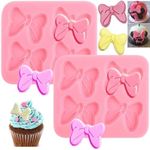 2 Pack Bows Silicone Fondant Molds Sugar Candy Cake Pop Mouse Bow Cartoon Butterfly Tie Craft Molds DIY Birthday Party Cake Decorating