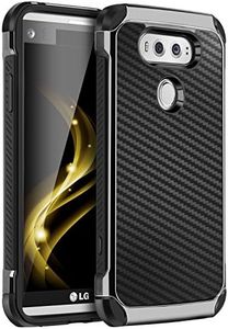 BENTOBEN LG V20 Case, 2 in 1 Cool Slim Hybrid Rugged Hard PC Resilient Strength Durable Laminated with Carbon Fiber Design Chrome Anti-Scratch Shockproof Protective Case for LG V20 (2016), Black